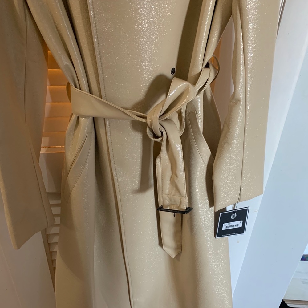 Patent leather trench style coat